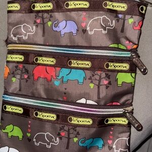LeSportsac Kids Elephant Print Pouch - Brown and Multicolor